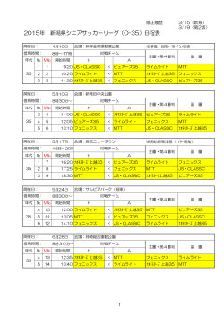 2015年 新潟県シニアサッカーリーグ（O-35）日程表