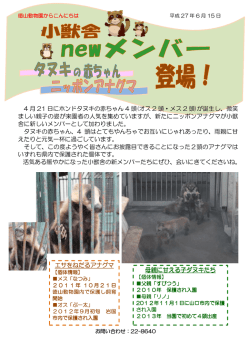 4 月 21 日にホンドタヌキの赤ちゃん 4 頭(オス 2 頭・メス 2 頭)が誕生し