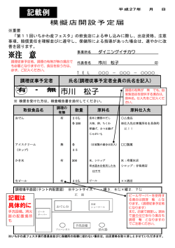 模擬店開設予定届（書き方例）