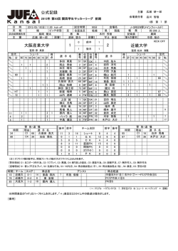 公式記録 大阪産業大学 近畿大学 1 2