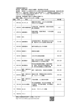 水圏環境学講義予定 参考書： 到達目標：物理現象と数式との関係を理解