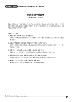 新規登録申請団体 - 上智大学ソフィア会
