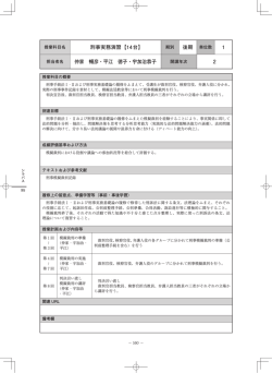 刑事実務演習【14台】 後期 単位数 1 仲家 暢彦・平江 徳子・宇加治恭子 2
