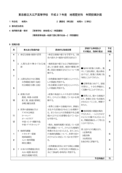 東京都立大江戸高等学校 平成27年度 地理歴史科 年間授業計画