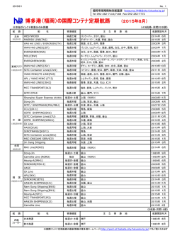 博多港（福岡）の国際コンテナ定期航路