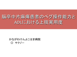 脳卒中片麻痺患者のペグ操作能力と ADLにおける上肢実用度