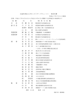 公益社団法人びわこビジターズビューロー 役員名簿 平成27年6月8日