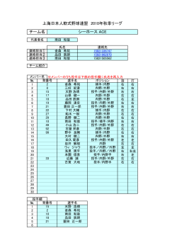 シーホース ACE 上海日本人軟式野球連盟 2010年秋季リーグ チーム名