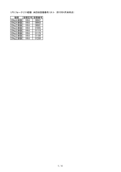 LPGフォークリフト容器 未回収容器番号リスト （2015年4月末時点） 機種