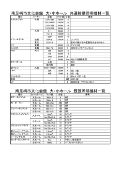 南足柄市文化会館 大・小ホール 共通移動照明機材一覧 南足柄市文化