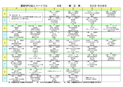 認定NPO法人 ハートフル 4月 献 立 表 325-5085