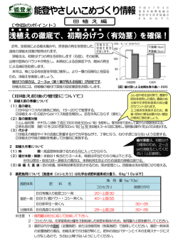平成27年度 能登やさしいこめづくり情報（田植え編）