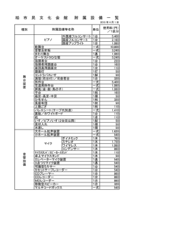 柏 市 民 文 化 会 館 附 属 設 備 一 覧
