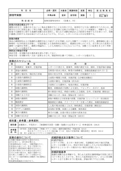 調理学実験 授業のスケジュール 成績評価法 成績評価基準 教科書
