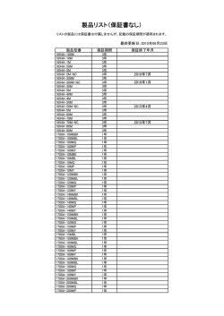 製品保証書なし一覧リスト（PDFファイル）