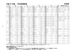平成 27 年度 1年生時間割表 秋学期