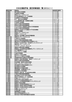 認定研修施設一覧表