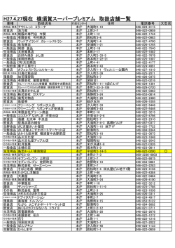H27.4.27現在 横須賀スーパープレミアム 取扱店舗一覧