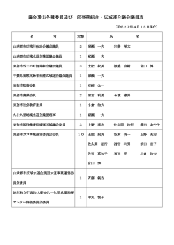 議会選出各種委員及び一部事務組合・広域連合議会議員表