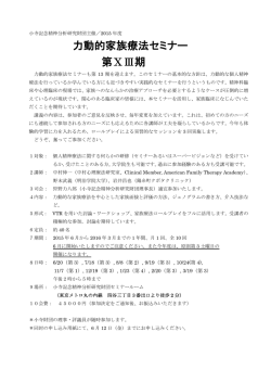 力動的家族療法セミナー 第ⅩⅢ期 - 一般財団法人 小寺記念精神分析財団