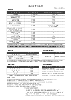 食品検査料金表 - 株式会社札幌市中央卸売市場食品衛生検査センター