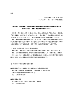 株主ポイント倶楽部 - インベスター・ネットワークス