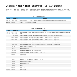 JIS制定・改正・確認・廃止情報（2015.04.20現在）