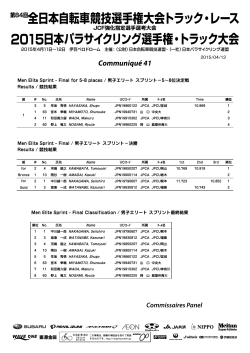 第84回全日本自転車競技選手権大会トラック・レース 2015日本パラ