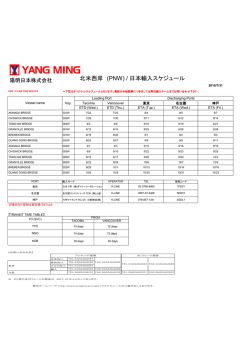 北米西岸 (PNW) / 日本輸入スケジュール