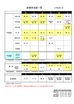 診療担当医一覧 27年6月1日