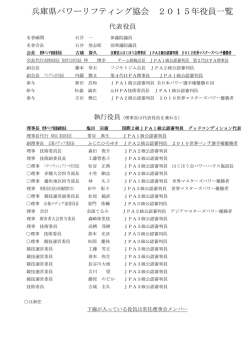 兵庫県パワーリフティング協会 2015年役員一覧