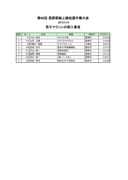 第68回 長野県陸上競技選手権大会 男子マラソンの部入賞者