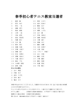 当選者名簿（2015年05月24日訂正版）