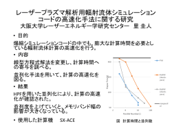 レーザープラズマ解析用輻射流体シミュレーションコードの高速化手法