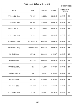 JANコード削除品 出荷スケジュール 50音順一覧