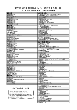 東三河合同企業説明会（№2） 参加予定企業一覧