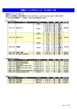 定期トレーニングスケジュール 2015年4～6月