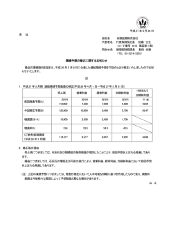 業績予想の修正に関するお知らせ