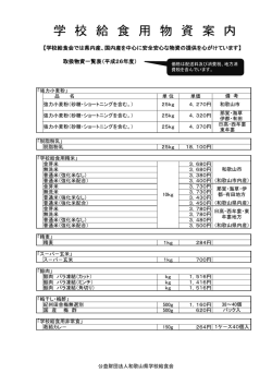 物資案内（価格表）SERVICE&PRODUCTS