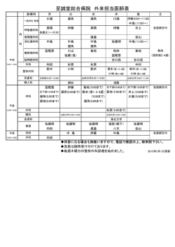 外来担当医師表を印刷したい方は >> こちら