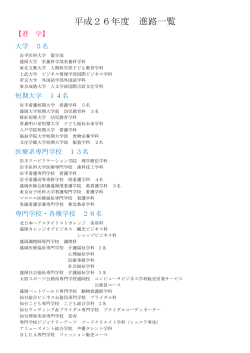 平成26年度卒業生 進路状況