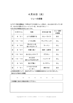 リレーの順番 - 西宮 工夫を楽しむ想像力 こども教室リトルラビット