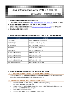 Drug Information News（平成 27 年 6 月） 八尾市立病院 医薬品情報