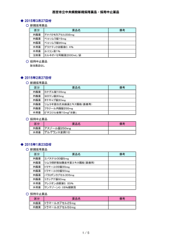 西宮市立中央病院新規採用薬品・採用中止薬品 2015年3月27日付