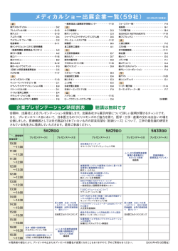 メディカルショー出展企業一覧（59社）