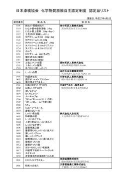 日本漆喰協会 化学物質放散自主認定制度 認定品リスト