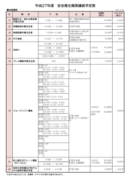 平成27年度 安全衛生関係講習予定表