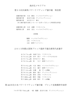 池田弘メモリアル 第33回兵庫県パワーリフティング選手権 特別賞 2015