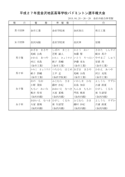 平成27年度金沢地区高等学校バドミントン選手権大会