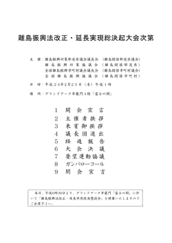 資料1：離島振興法改正・延長実現総決起大会次第